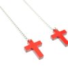 Mini Crosses Earrings Side Close Silver/Red