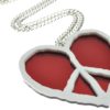 Peace and Love Necklace Side Red Mirror/White