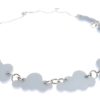 Silver Clouds Overhead Necklace Side White